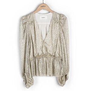 NEW Ba&sh Caitlin Lady Top Gold Blouse M